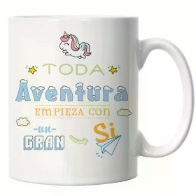 1pc Inspirational Ceramic Mug with Spanish Phrase - 11oz Coffee Cup for Office, Home, Camping & Travel - Ideal Gift