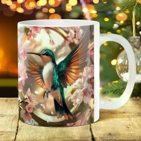 1pc Inspirational Hummingbird Ceramic Mug, 11oz, Motivational Water Cup, for Outdoor, Camping, Picnic, Travel