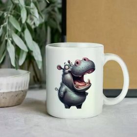 11oz Funny Hippo Ceramic Coffee Mug with Cartoon Design - Perfect for Office, Home, Camping & Birthday Gifts |