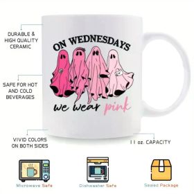 1pc Ceramic Funny Women'S Coffee Mug, 11oz, Ghost Coffee Mug, Camping Mug, Outdoor Mug, with Unique