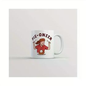 11oz Ceramic Pie-Oneer Mug – Fun Novelty Coffee Cup with Handle, Perfect for Camping, Picnics & Travel – Ideal Gift for