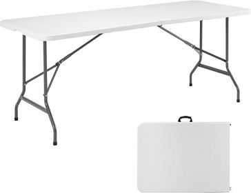 6ft Folding Table - Portable, Heavy-Duty Table with Handle for Camping, Picnic, Party, Indoor & Outdoor Use, Easy to Clean & Space-Saving Design