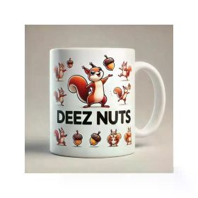 Charming Squirrel 11oz Ceramic Mug - Insulated, Reusable Coffee Cup with Easy-Grip Handle for Travel & Camping