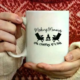 11 Oz Ceramic Camping Mug, Insulated And Reusable Coffee Mug, Machine Washable, with &Quot;Every Campfire Makes