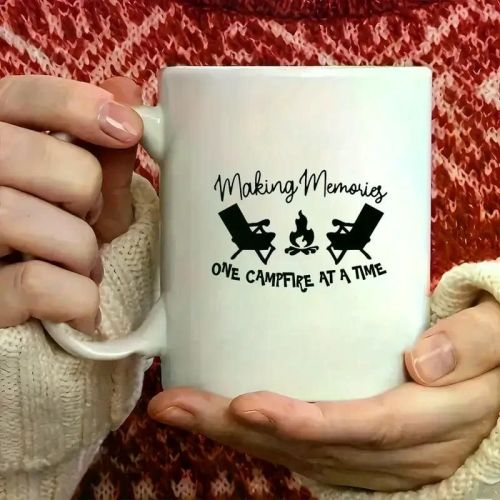 11 Oz Ceramic Camping Mug, Insulated And Reusable Coffee Mug, Machine Washable, with &Quot;Every Campfire Makes