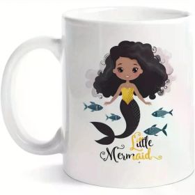 1pc Little Mermaid Ceramic Coffee Mug, 11oz Multipurpose Art Deco Cup for Girls, Machine Washable, Ideal for Camping