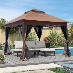 Outdoor 11x 11Ft Pop Up Gazebo Canopy With Removable Zipper Netting,2-Tier Soft Top Event Tent (Color: as Pic)