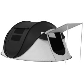 Outsunny Pop Up Tent, Instant Camping Tent with Porch and Carry Bag, 3000mm Waterproof, for 2-3 People, Black, (Poles Included) (Color: as Pic)