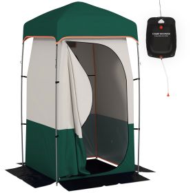 Outsunny Portable Shower Tent, Privacy Shelter, Camping Dressing Changing Tent Room with Solar Shower Bag, Floor and Carrying Bag, Green (Color: as Pic)