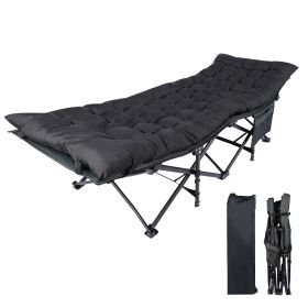 Adults, Foldable Outdoor with Portable Bag, Bed Lightweight Sleeping Cots for Camping, Easy to Set up, Black (Color: as Pic)