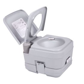 Lightweight Portable Toilet, 2.6 Gallon Flushable Camping Toilet, Sanitary Outdoor Travel Toilet for Tents Boats Semi Trucks RV Campers, Gray (Color: as Pic)