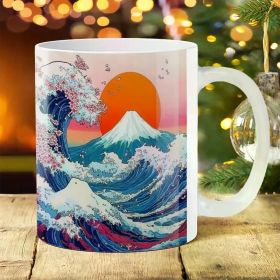 1pc 11oz Eagle Ceramic Coffee Mug - Inspirational Water Cup, Ideal for Outdoor Camping, Picnics, and Travel, Suitable (Color: White)