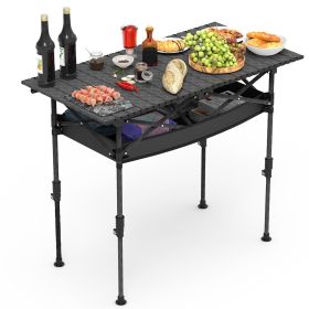 Portable Folding Camping Table With Adjustable Height Rustproof Carbon Steel Foldable Roll-Up Camping Table for Picnic Camping Hiking Beach BBQ (Type: M Size-With Net)