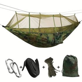 Camping Hammock with Net with 440 lb Capacity - Lightweight Camping Hammock Chair - Double or Single Size with Tree Strap and Included Carry Bag - Sui (Color: Camouflage)